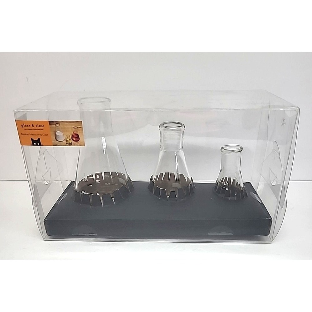Place & Time Halloween Foodcrafting/Decor Glass Beaker Measuring Cups